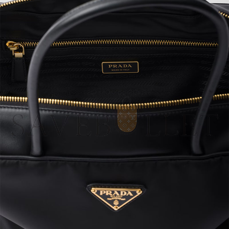 Pra*a large re-nylon and leather top-handle bag with padlock 1bb131 (34*23*10cm)